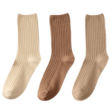 Load image into Gallery viewer, 3 Pairs Women's Ribbed Cotton Socks