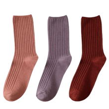 Load image into Gallery viewer, 3 Pairs Women's Ribbed Cotton Socks
