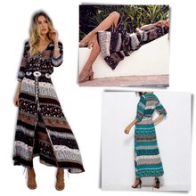 Load image into Gallery viewer, Vestido bohemio con cuello de pico
- Ozerty