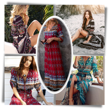 Load image into Gallery viewer, Vestido bohemio con cuello de pico
- Ozerty