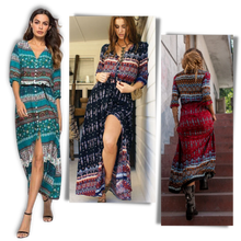 Load image into Gallery viewer, Vestido bohemio con cuello de pico
- Ozerty