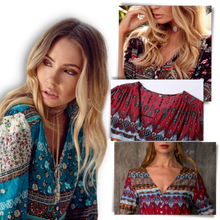 Load image into Gallery viewer, Vestido bohemio con cuello de pico
- Ozerty