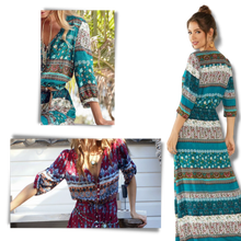 Load image into Gallery viewer, Vestido bohemio con cuello de pico
- Ozerty