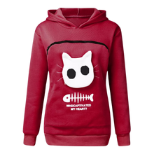 Load image into Gallery viewer, Sudadera con compartimento porta mascotas -Rojo oscuro - Ozerty