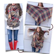 Load image into Gallery viewer, Bufanda de cashmere con tacto de lana de angora y diseño tartán
- Ozerty