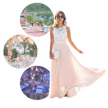 Load image into Gallery viewer, Vestido coqueto de gasa y encaje estilo campiña
- Ozerty