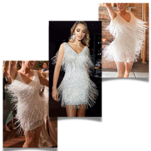 Load image into Gallery viewer, Vestido de lentejuelas con cuello de pico
- Ozerty