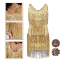 Load image into Gallery viewer, Vestido de lentejuelas con cuello de pico
- Ozerty