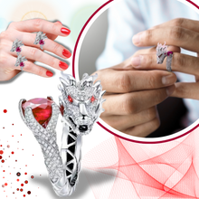 Load image into Gallery viewer, Anillo de plata con forma de dragón hecho a mano - Ozerty