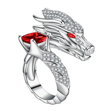 Load image into Gallery viewer, Anillo de plata con forma de dragón hecho a mano - Ozerty