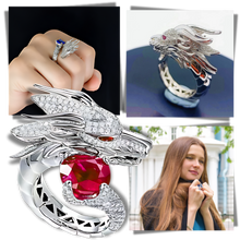Load image into Gallery viewer, Anillo de plata con forma de dragón hecho a mano - Ozerty