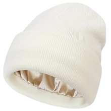 Load image into Gallery viewer, Gorro de punto con forro de satén -Blanco - Ozerty