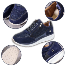 Load image into Gallery viewer, Zapatillas con cuña y cristales strass
- Ozerty